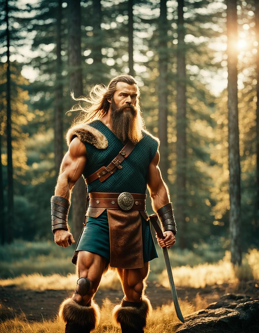 Charismatic Viking Warrior-King in a Warm Afternoon Light