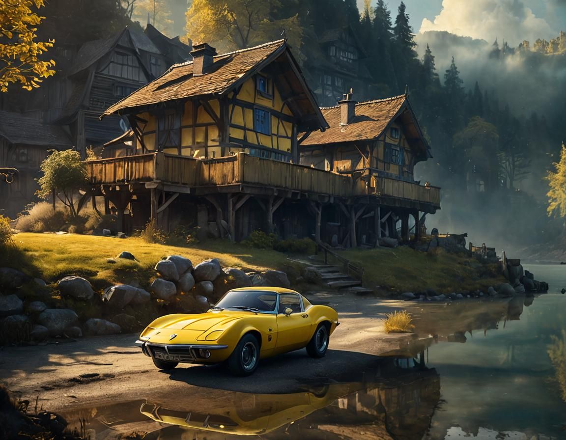 Vintage Opel GT by Mountain Lake as Concept Art