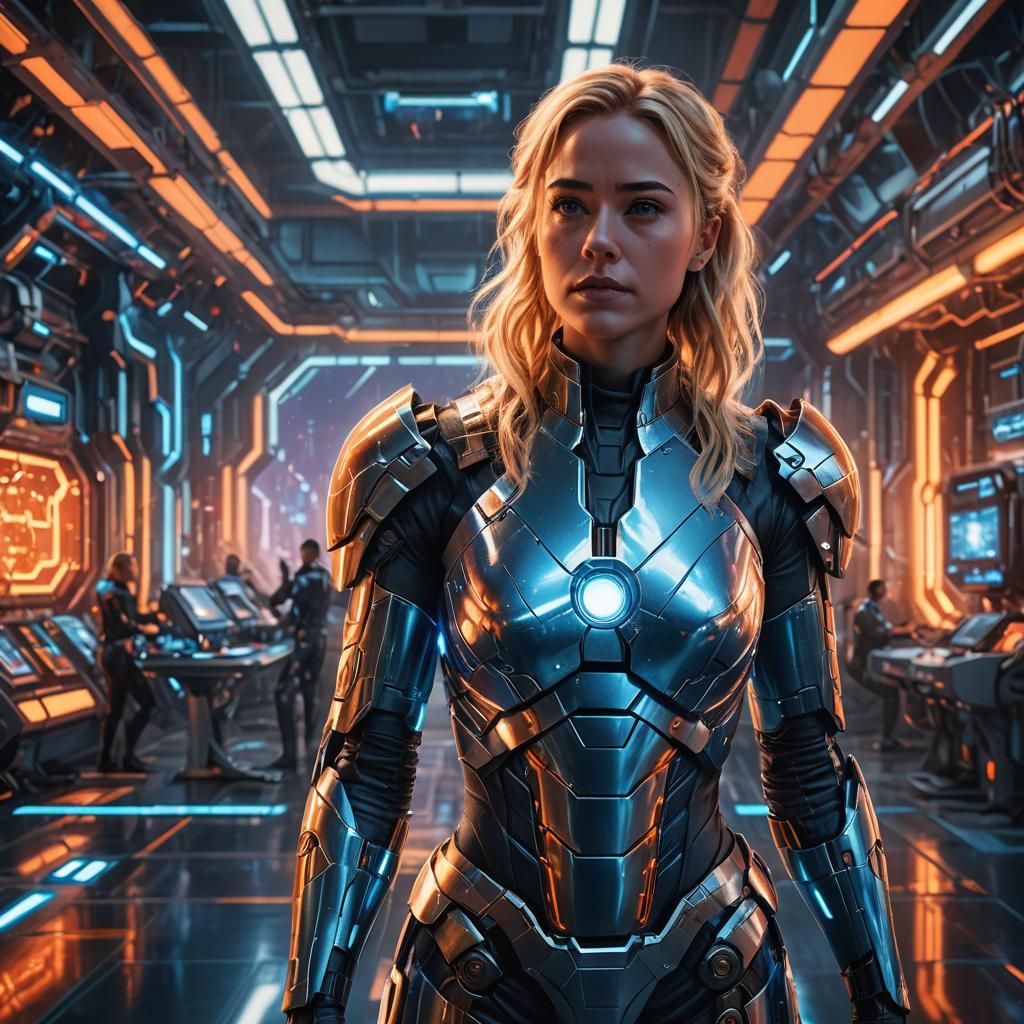 Blonde Woman in High-Tech Armor Concept Art