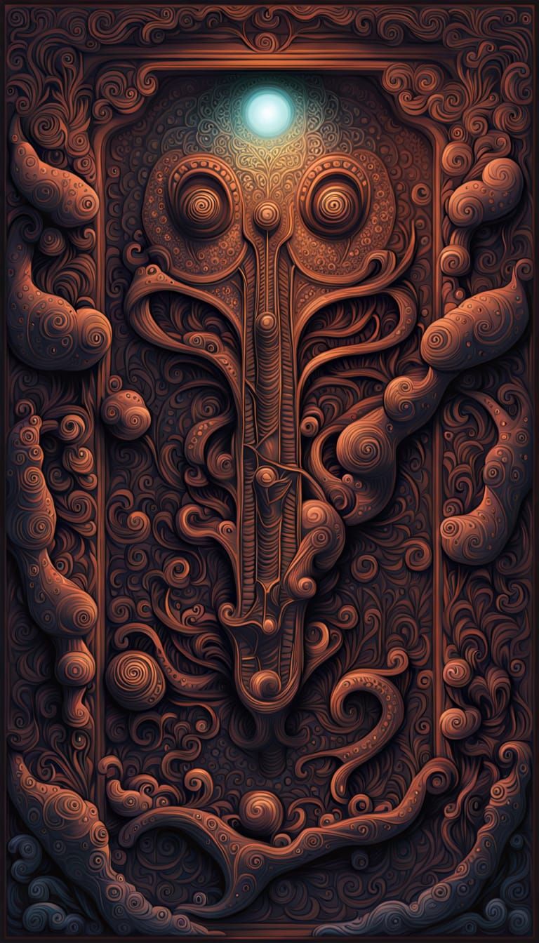 Dagon: Granite Monolith and Deep One Creature Illustration