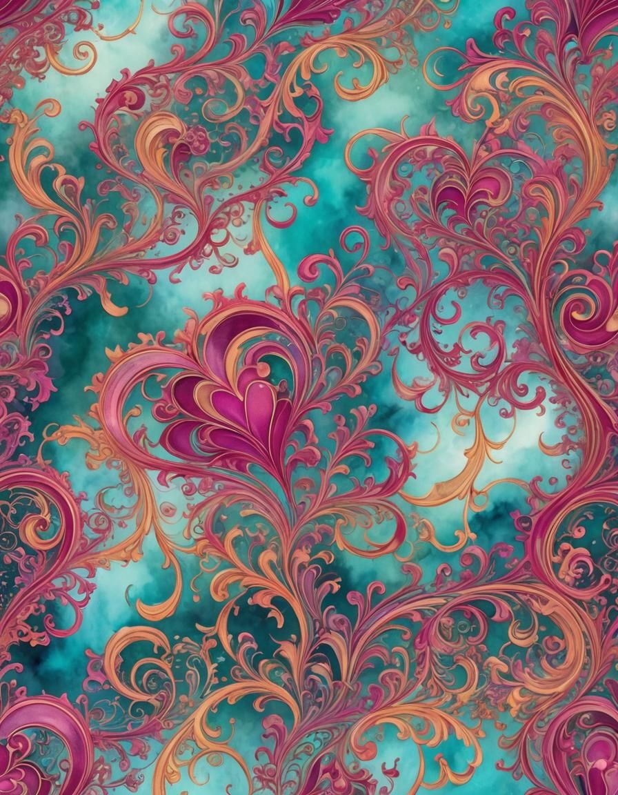 Psychedelic Hearts and Clouds in Pastel Hues