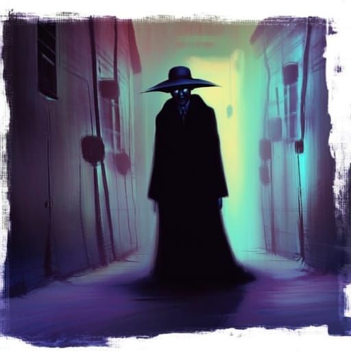 Mysterious Figure in Dimly Lit Alleyway