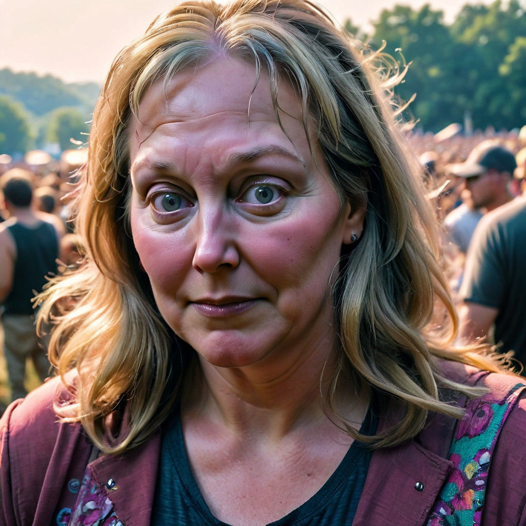 Hippie Goddess at Woodstock in Vibrant Cinema Style