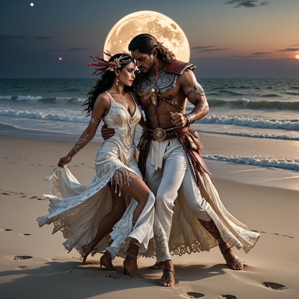 Ares, Morrigan, Tlazoteotl Tango on a Beach