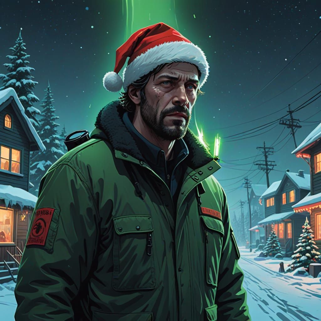 Neon Futuristic Horror Movie Poster: Christmas High