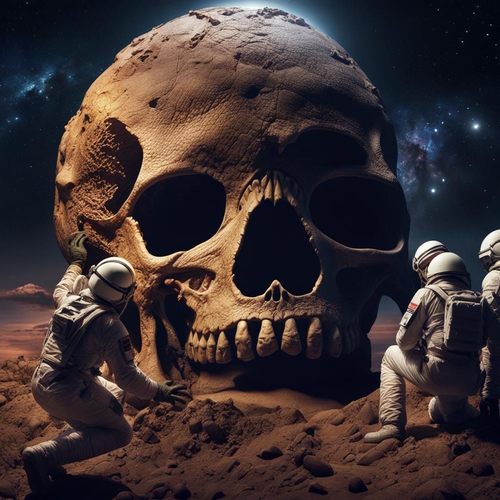 Astronauts Unearth Reptilian Skull on Distant Planet