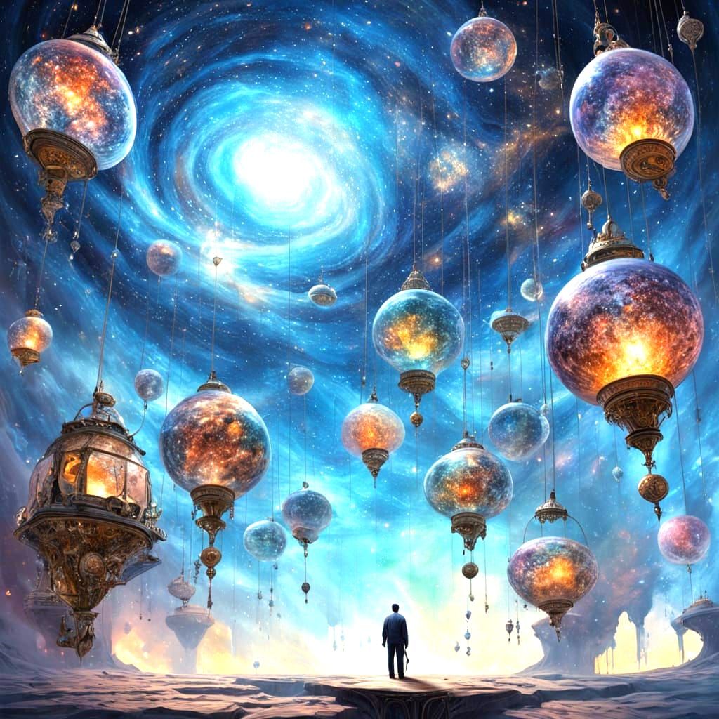 Cosmic Bazaar in Zero-Gravity, Abstract Art