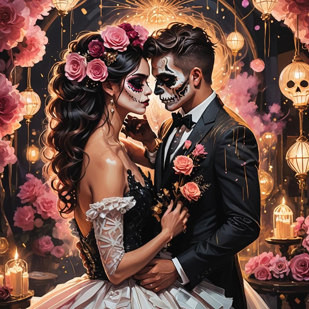 Romantic Halloween: Sugar Skull Bride and Groom