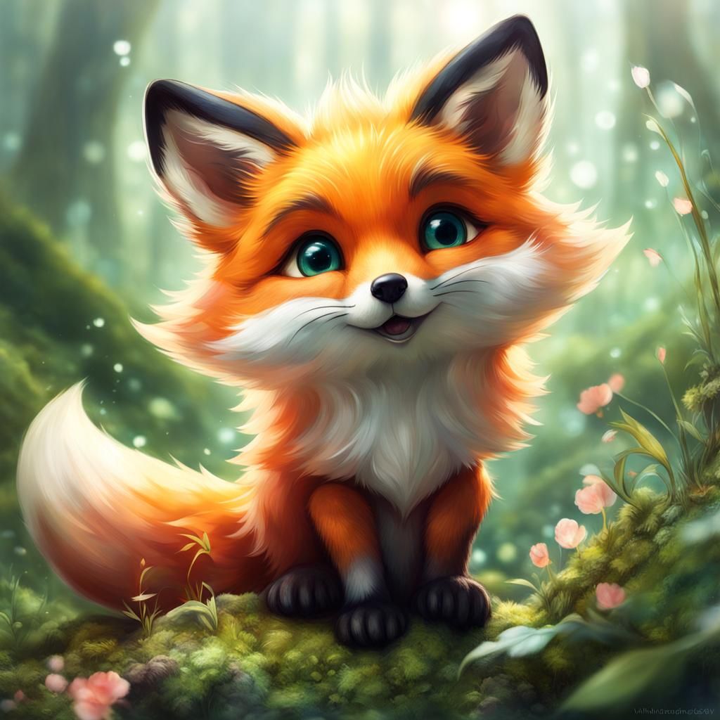 Adorable Chibi Fox with Oversized Eyes