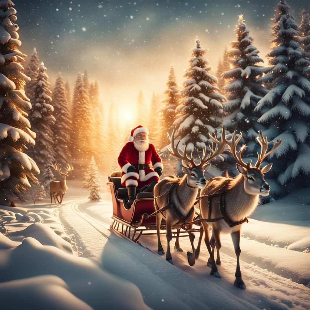 Santa's Christmas Eve Arrival: A Cinematic Scene