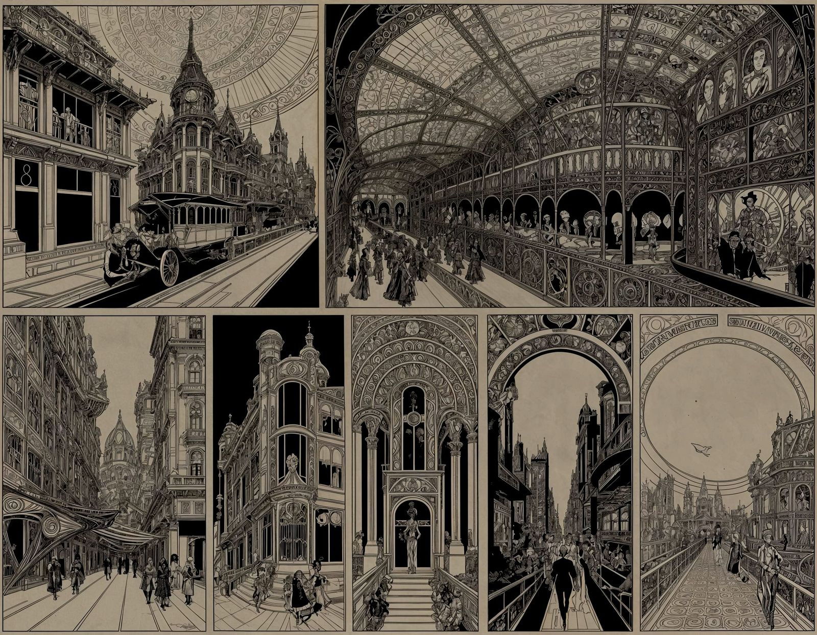 Art Nouveau Comic Book Pages