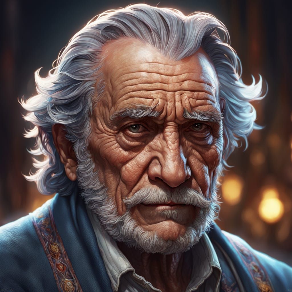 Ethereal Portrait of a Beloved Elder in Triadic Hues