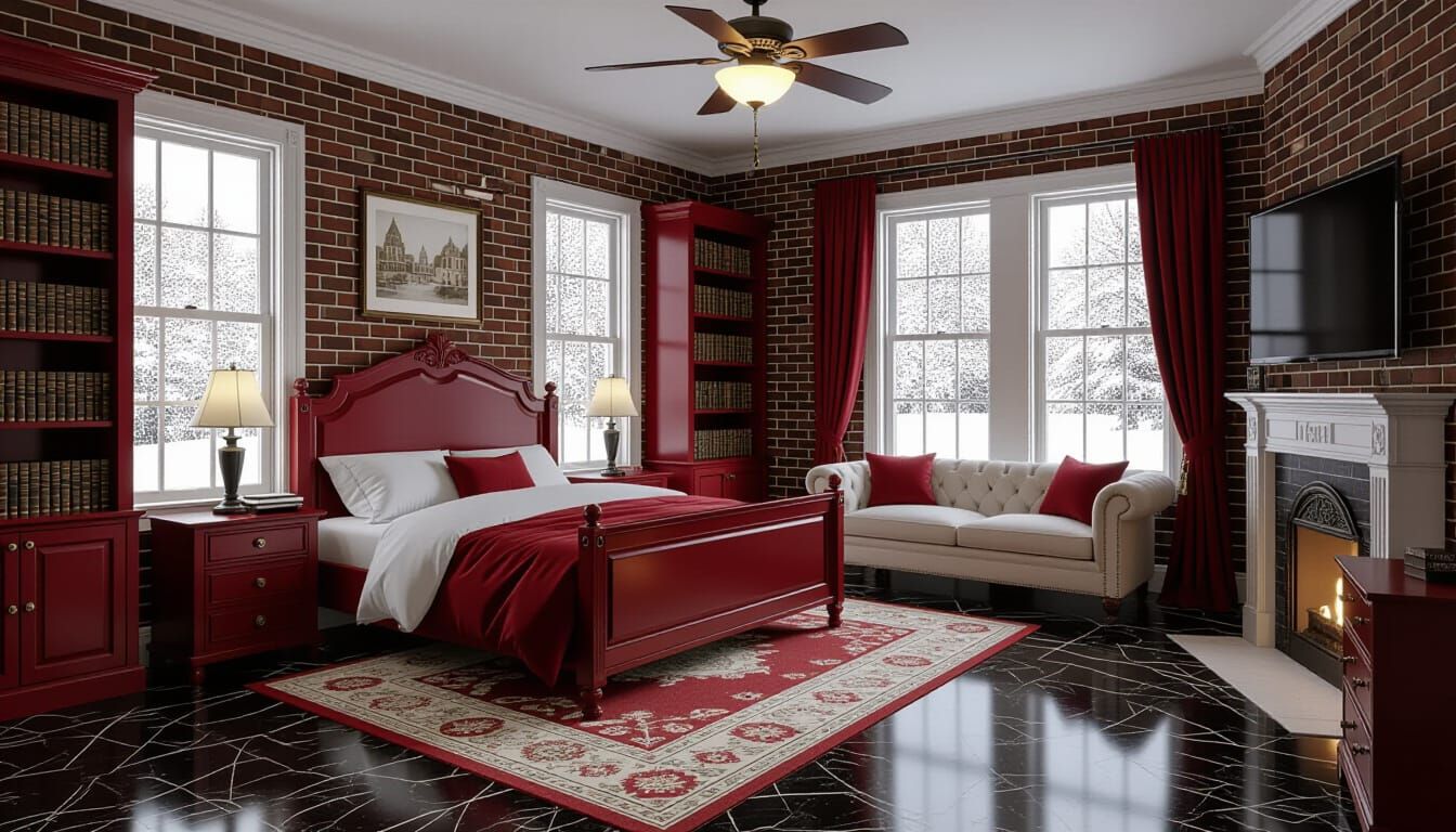 Victorian Bedroom Wide-Angle Digital Matte Painting