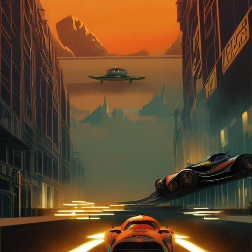 Racing Car Power in Comic Book Style