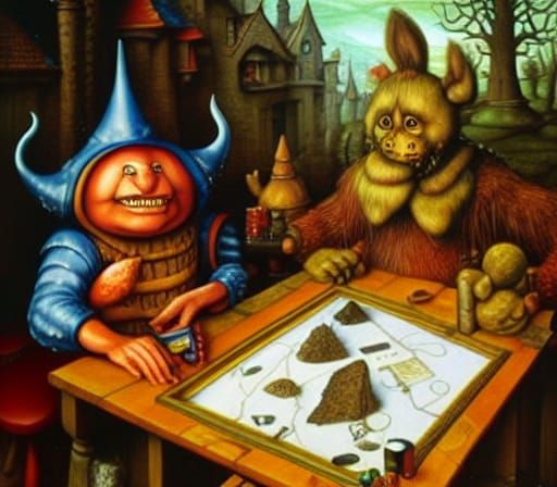 Surreal Tabletop Game Art, Classical Painting Style