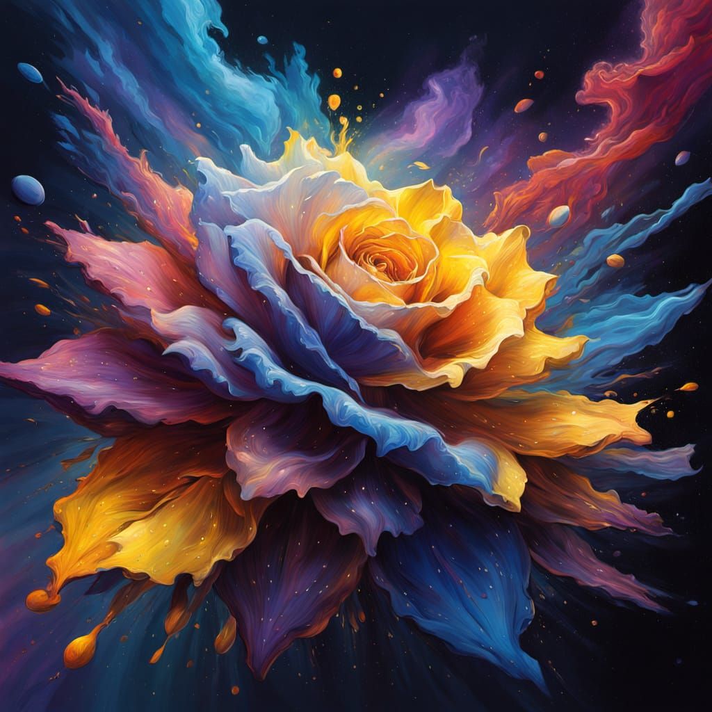 Spiral Galaxy Rose in Space with Nebulous Petals