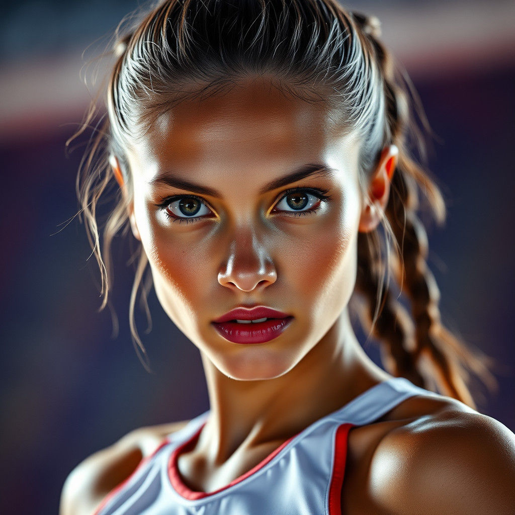 Hyperrealistic Portrait of a Young Volleyball Player