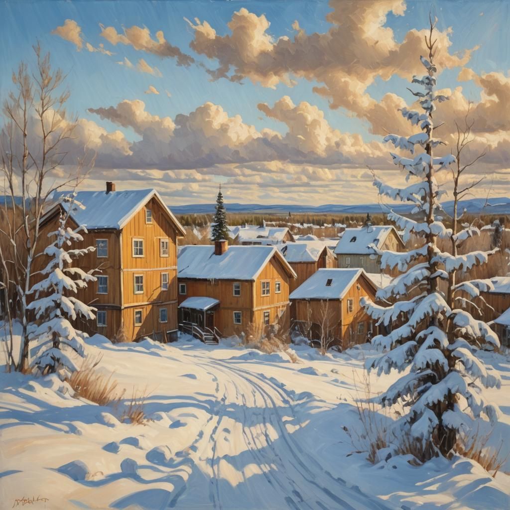 Alaskan Winter Wonderland in Impressionist Oil