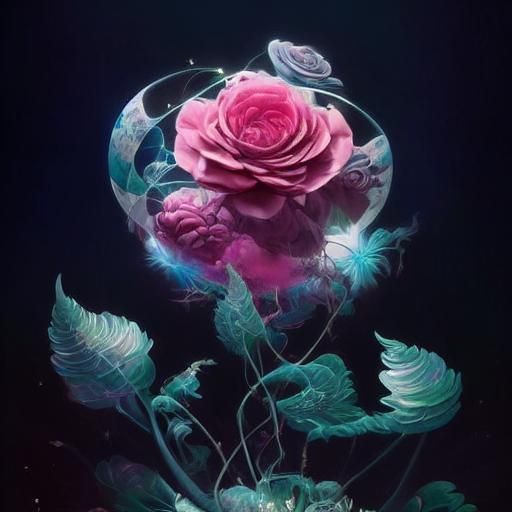 Ruby Rose in Swirling Fire, Japanese Art Style