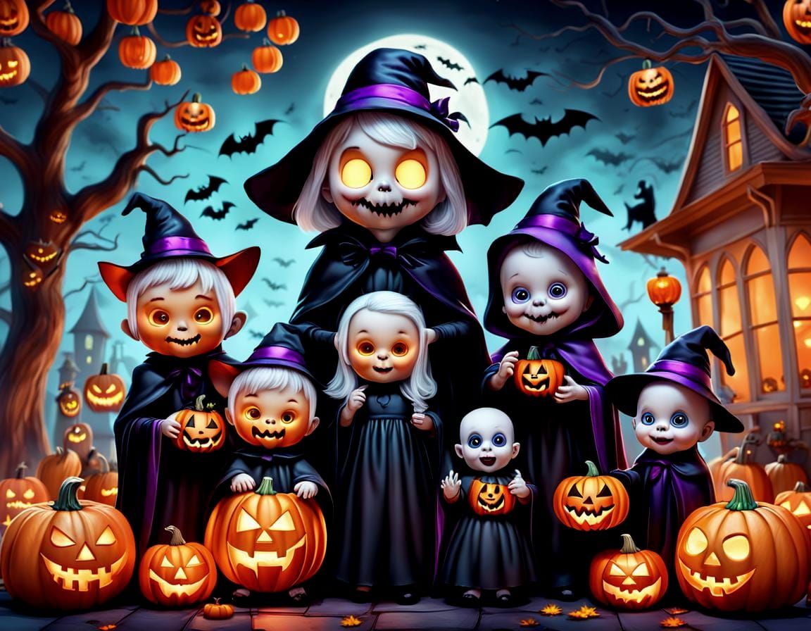 Halloween Family Apparitions in 3D Render