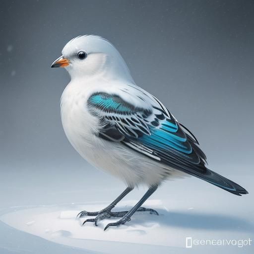 Detailed Bird in Snow: Hyperrealistic Splash Art