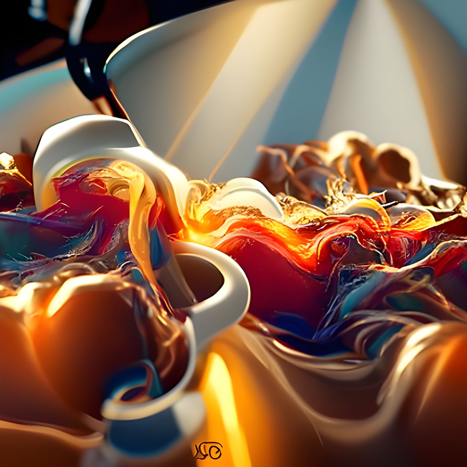 Time-Lapse Coffee River in Volumetric Lighting