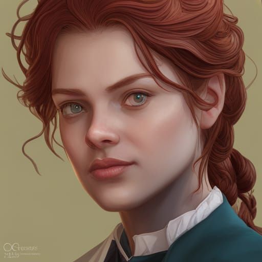 Anne of Green Gables Portrait in Art Nouveau Style