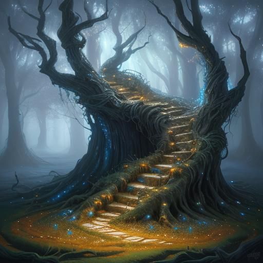 Ethereal Serpent on Ancient Tree Stump