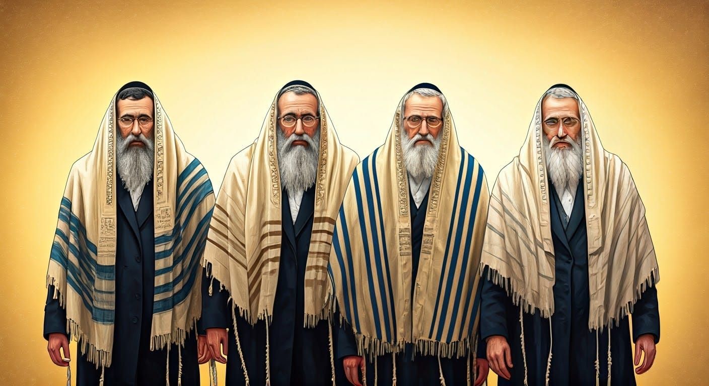 Ultra-Orthodox Jews in Children's Book Illustration Style