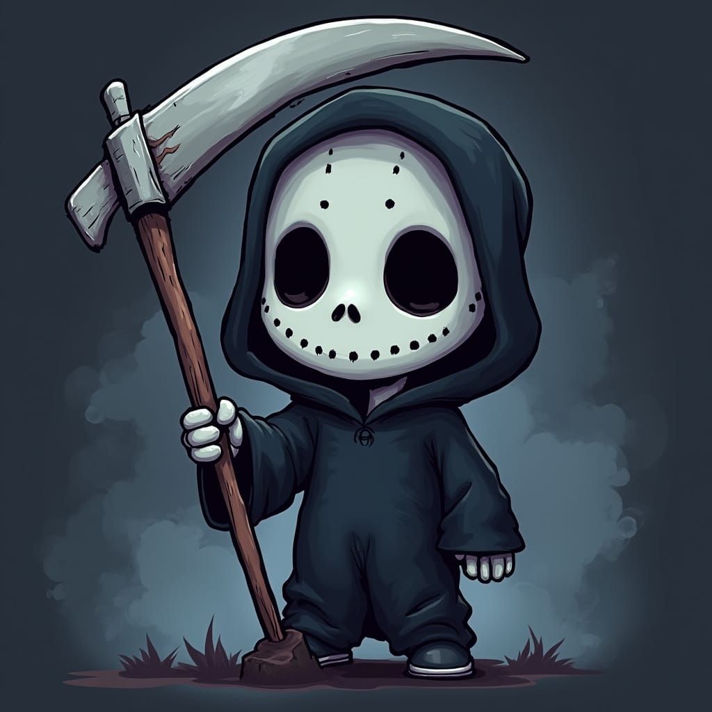 Chibi Grim Reaper in Jason Mask