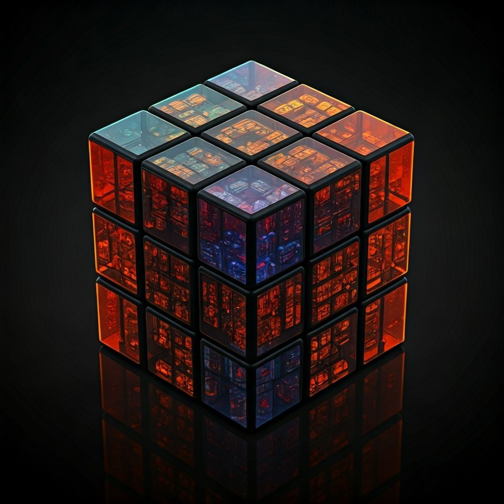 Transparent Rubik's Cube with Glowing Internals