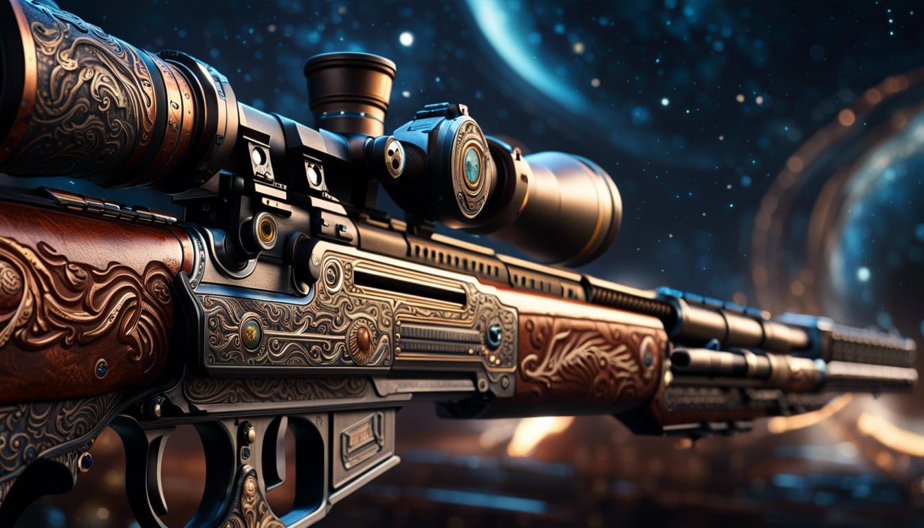 Space-Western Rifle in Detailed Matte Painting Style