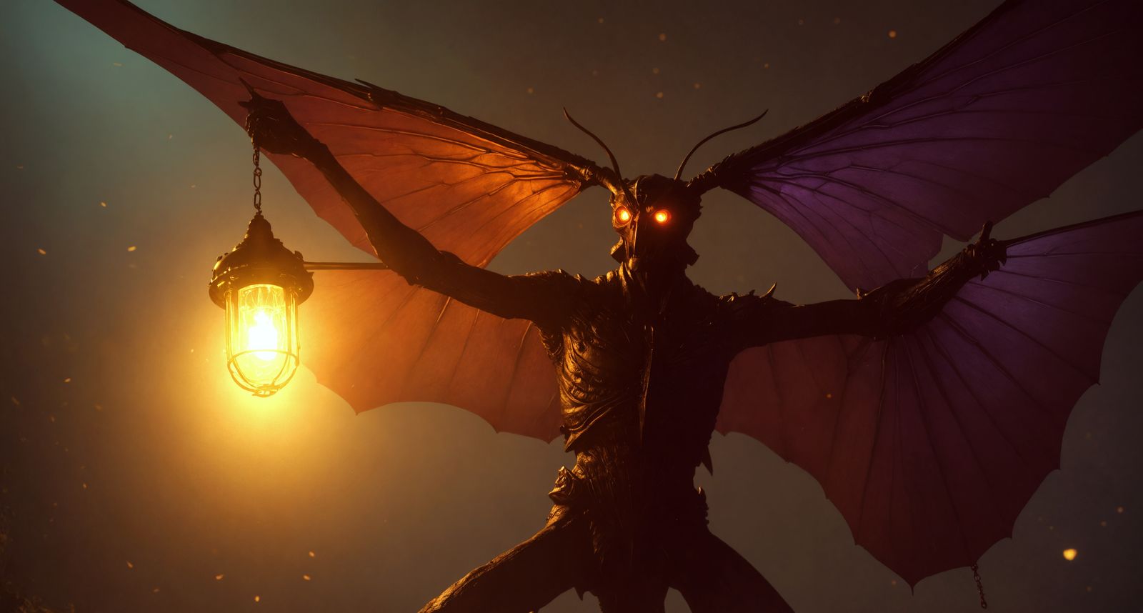 Mothman's Lamp: Dark Fantasy Concept Art