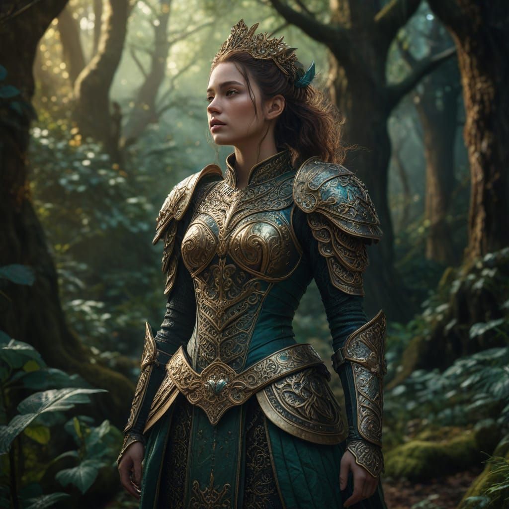 Heroic Warrior in Baroque Fantasy Landscape