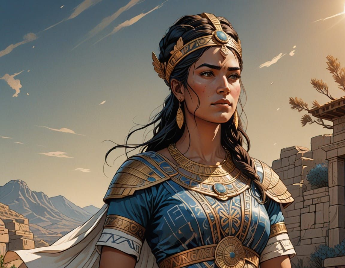 Minoan Goddess in Elegant Traditional Attire