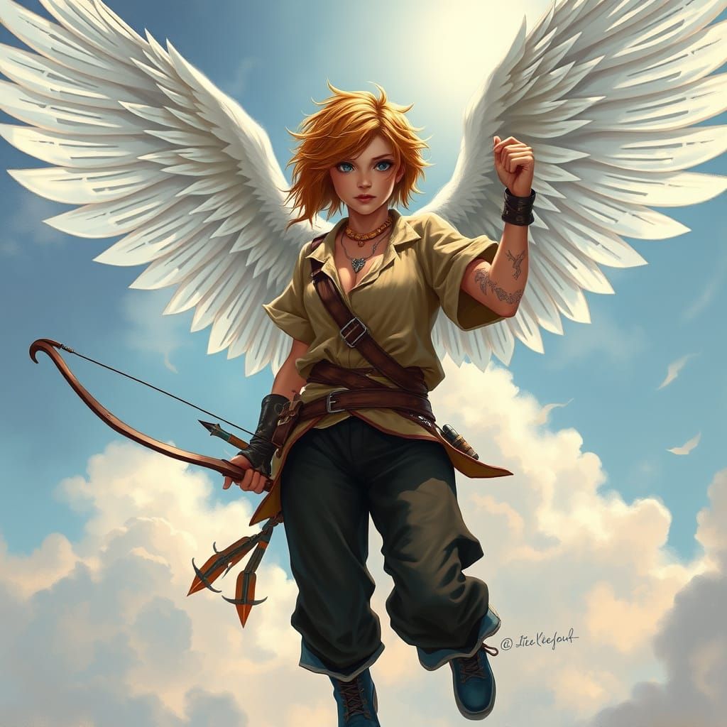 Winged Pirate Girl in a Fantasy Art Style