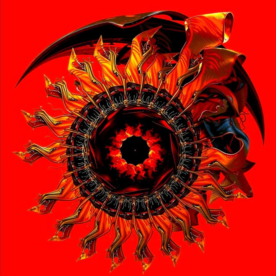 Dynamic Red Ribbons in Hyperrealistic Style