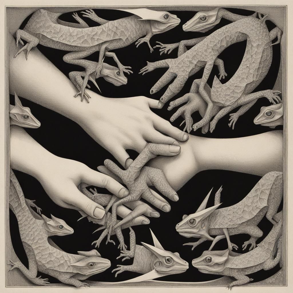 Escher-Style Hands Drawing Each Other