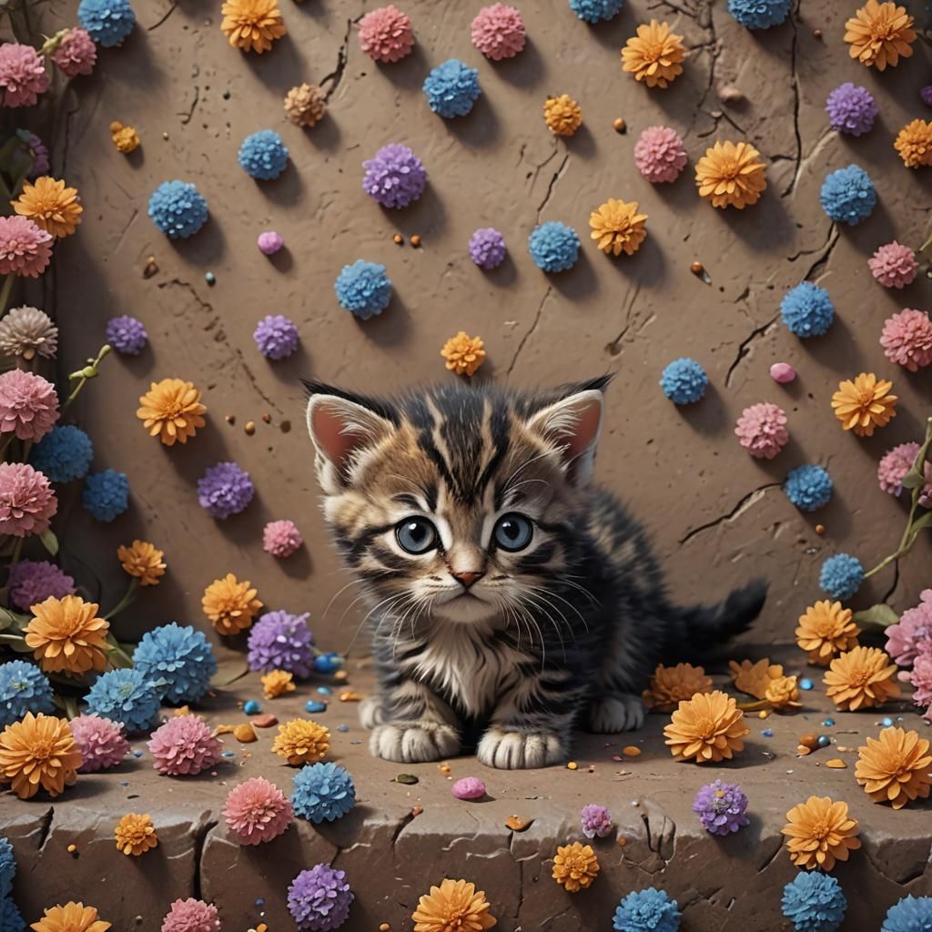 Adorable Kitten: Detailed Matte Painting