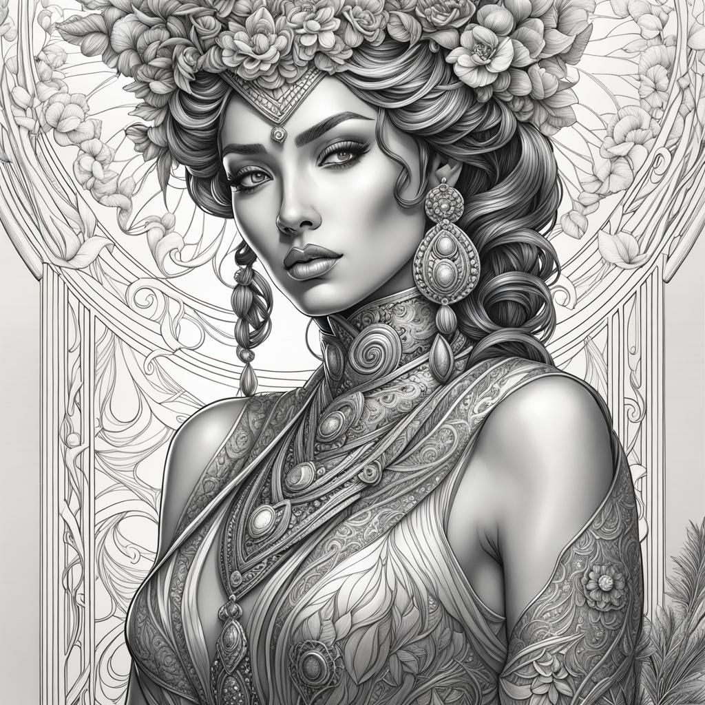 Glamorous Beauty: Minimalist Line Art Illustration