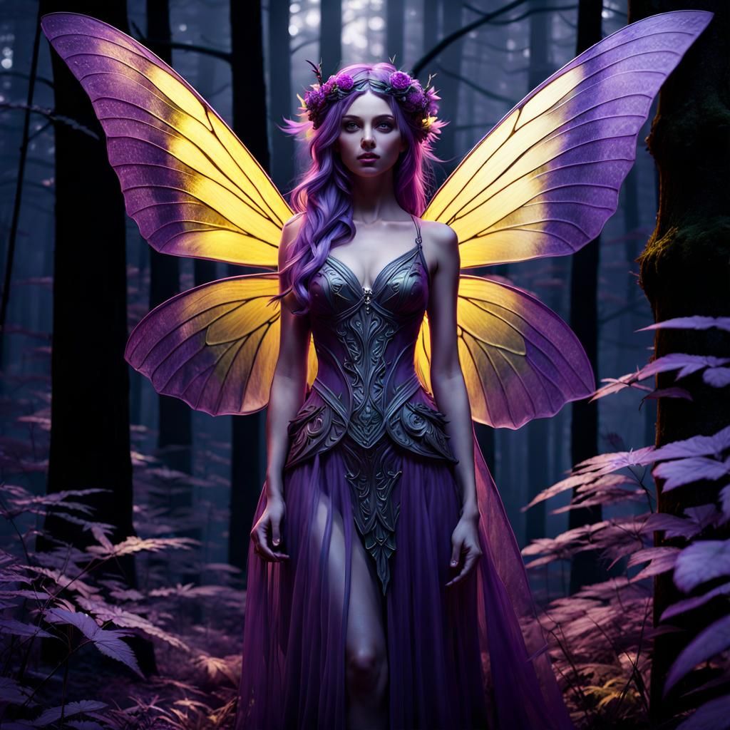 Beautiful butterfly fairy in the forest