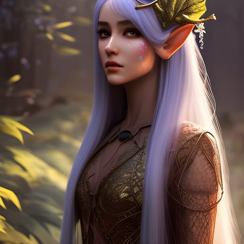 Detailed Elf Portrait in Sunny Forest