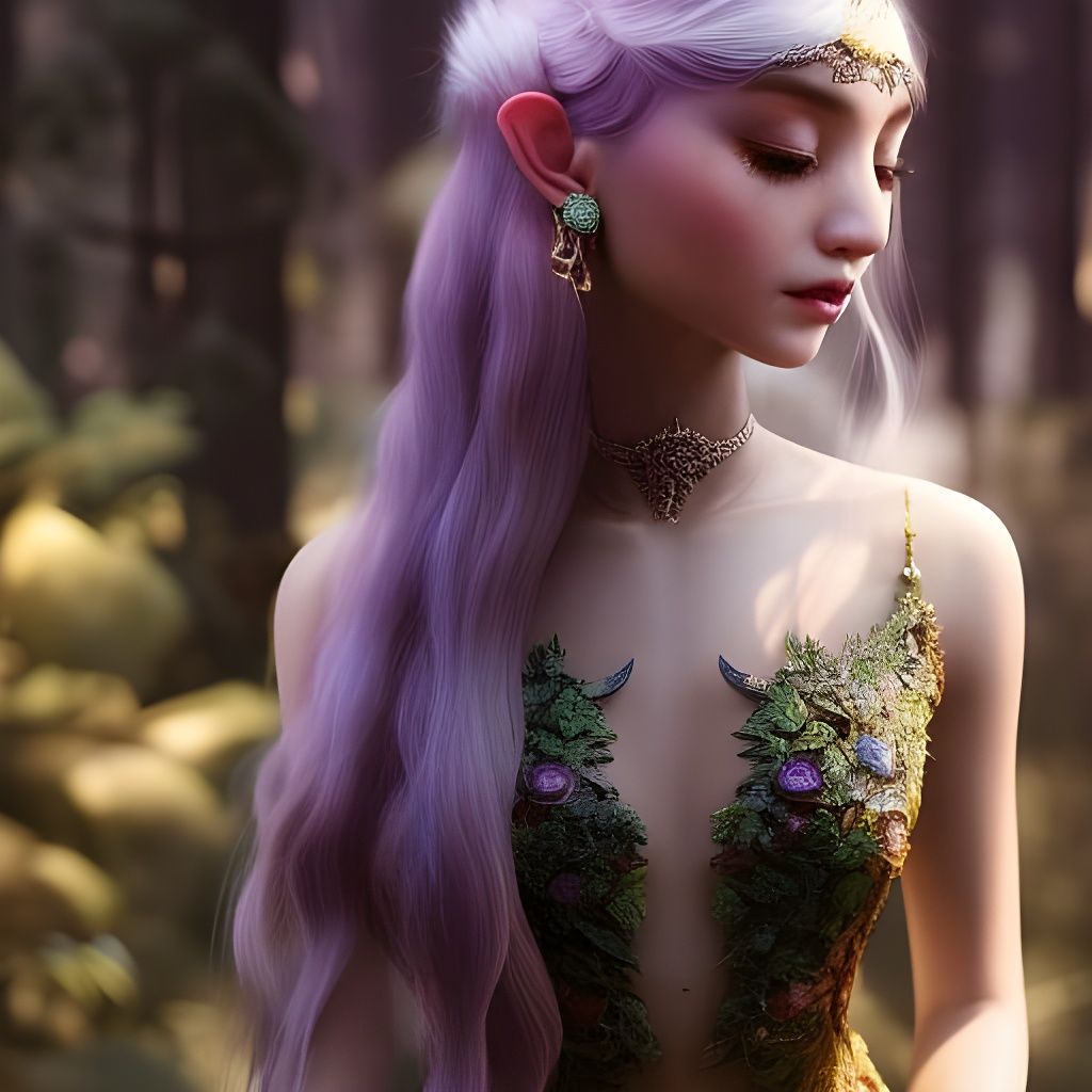 Hyperdetailed Elf Portrait in Sunny Forest