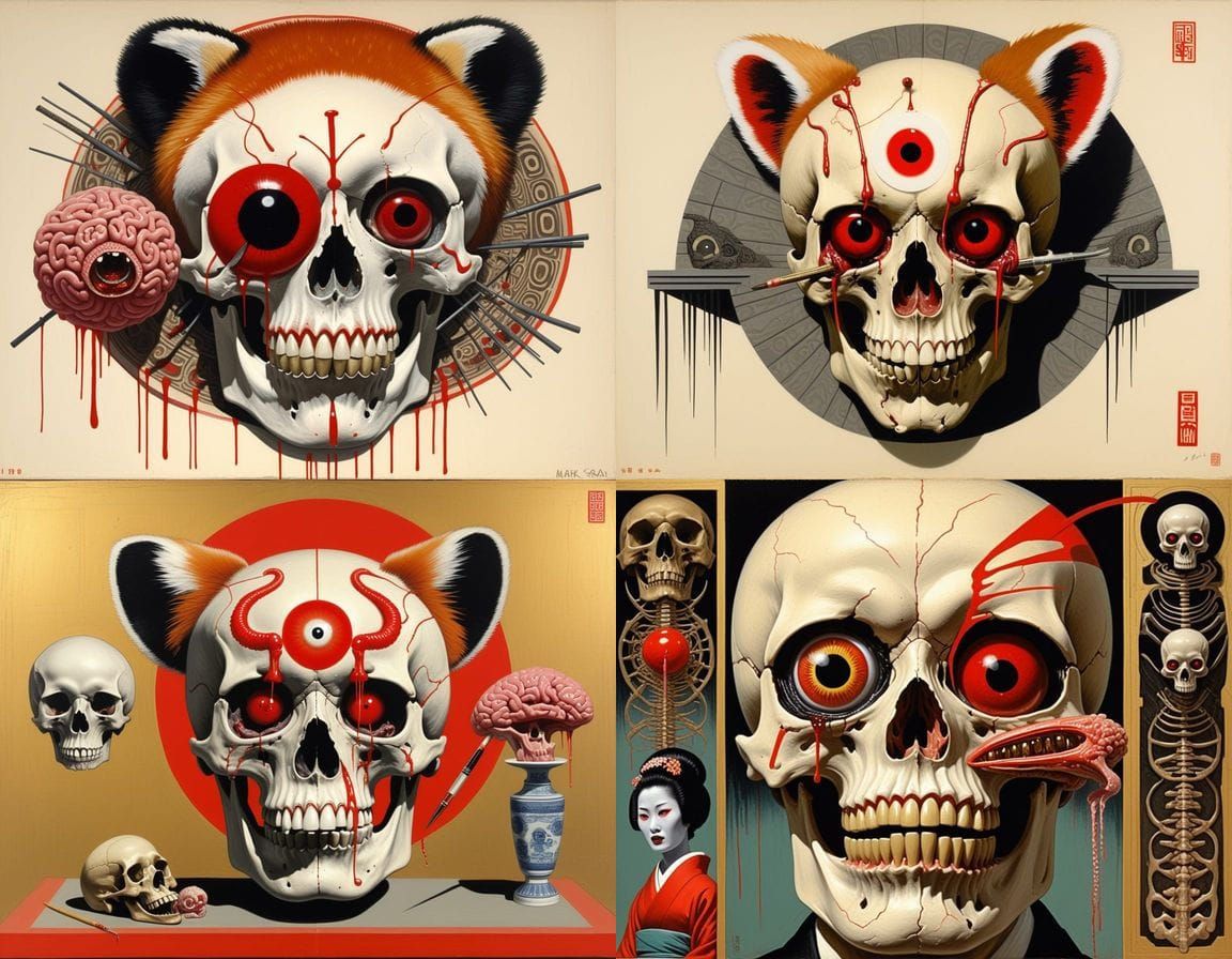 Brutal 1950s Japan: Homunculus Red Panda Skull Lurking