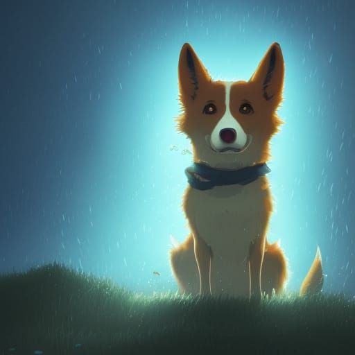 Cute Lovecraftian Corgi in Anime Style