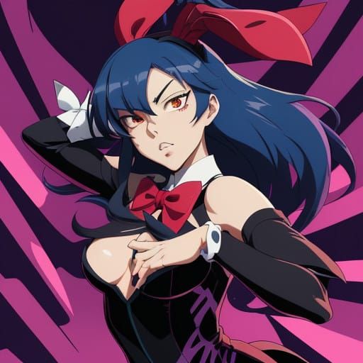 Confident Playboy Bunny in Anime-Inspired Style