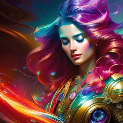 Galactic Rainbow Swirls in Gothic Futurism