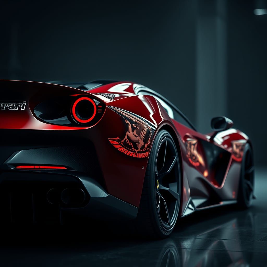 Futuristic Ferrari Concept Car in Hyperrealistic Detail