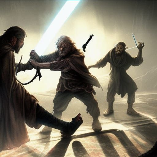 Hobo Jedi Lightsaber Fight with Darth Maul