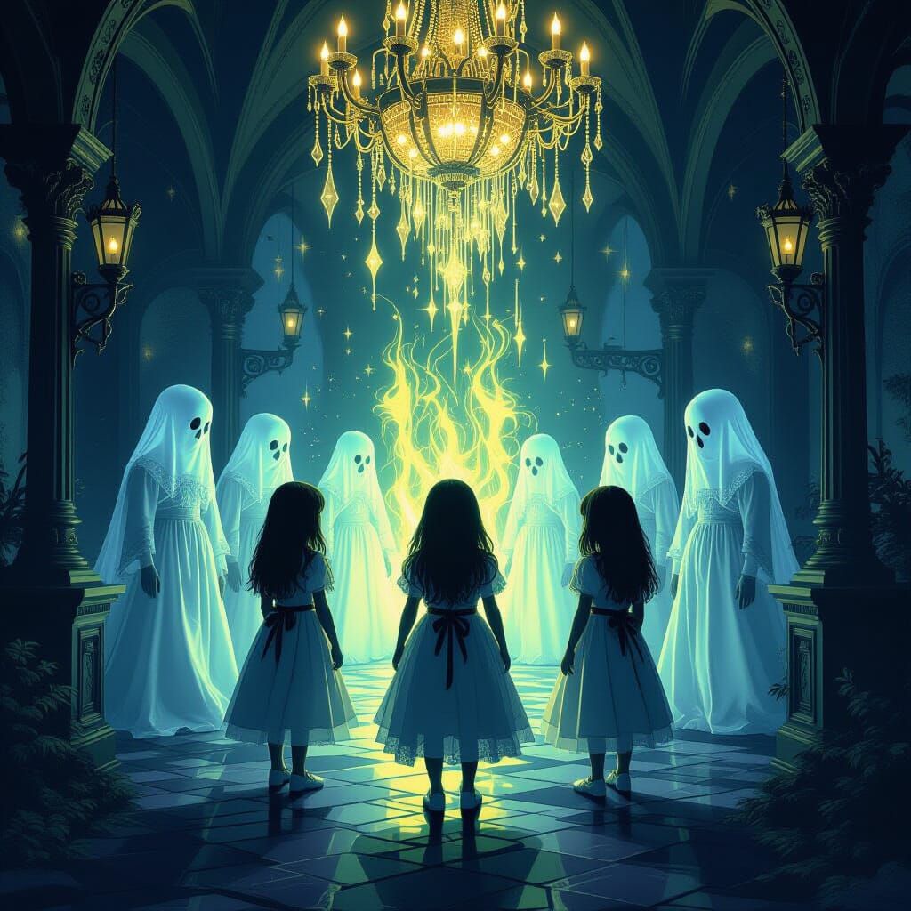 Ethereal Macabre Birthday Party in Dark Fantasy Style